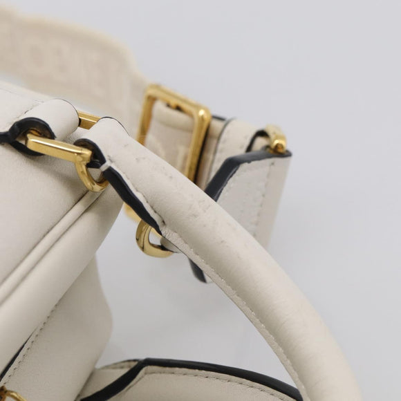 LOEWE Amazona 16 Hand Bag Leather White Gold Auth 212769SM