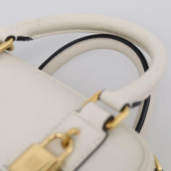 LOEWE Amazona 16 Hand Bag Leather White Gold Auth 212769SM