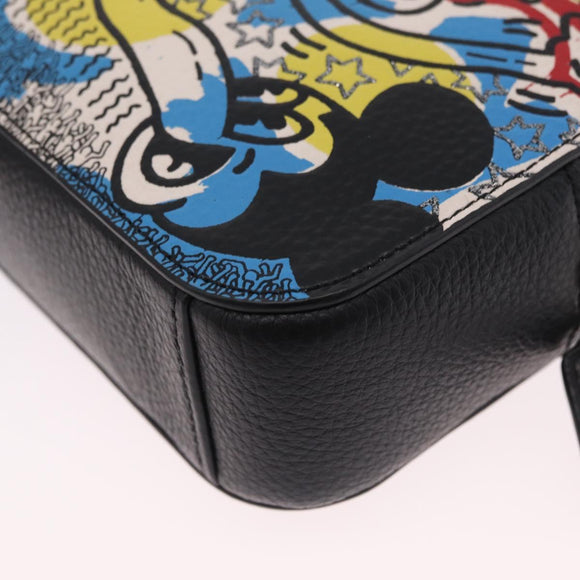 Coach x Disney × Keith Haring Mickey Mouse Bag Leather Black Gold Auth 212771M
