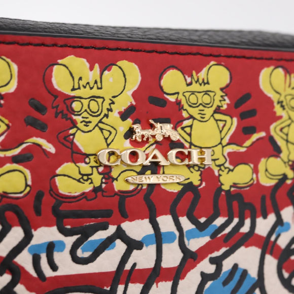 Coach x Disney × Keith Haring Mickey Mouse Bag Leather Black Gold Auth 212771M