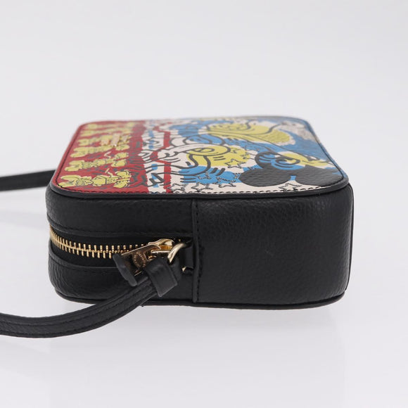 Coach x Disney × Keith Haring Mickey Mouse Bag Leather Black Gold Auth 212771M