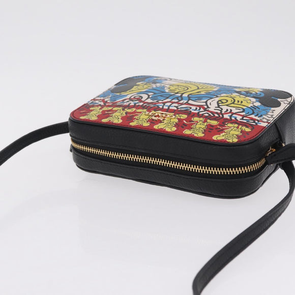 Coach x Disney × Keith Haring Mickey Mouse Bag Leather Black Gold Auth 212771M