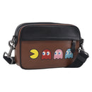 Coach x PAC MAN Shoulder Bag Leather Brown Silver Auth 212772M-1