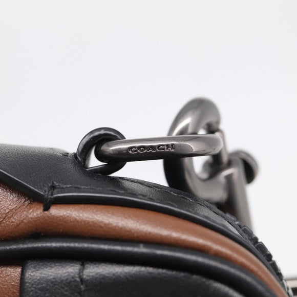 Coach x PAC MAN Shoulder Bag Leather Brown Silver Auth 212772M