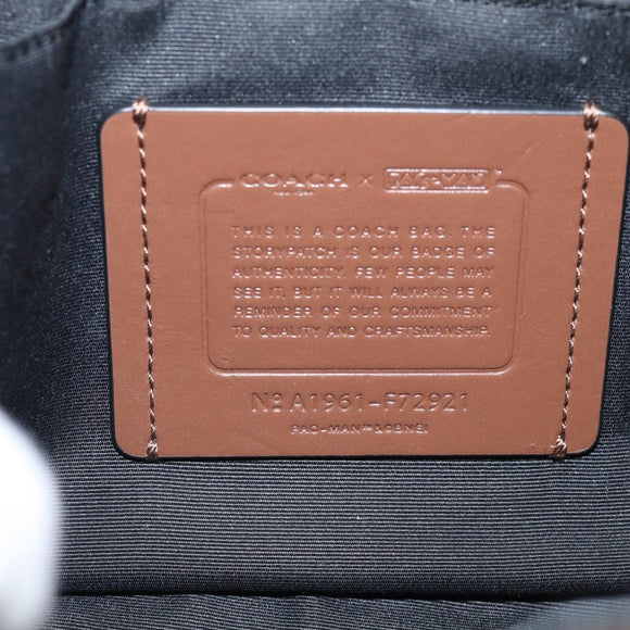 Coach x PAC MAN Shoulder Bag Leather Brown Silver Auth 212772M
