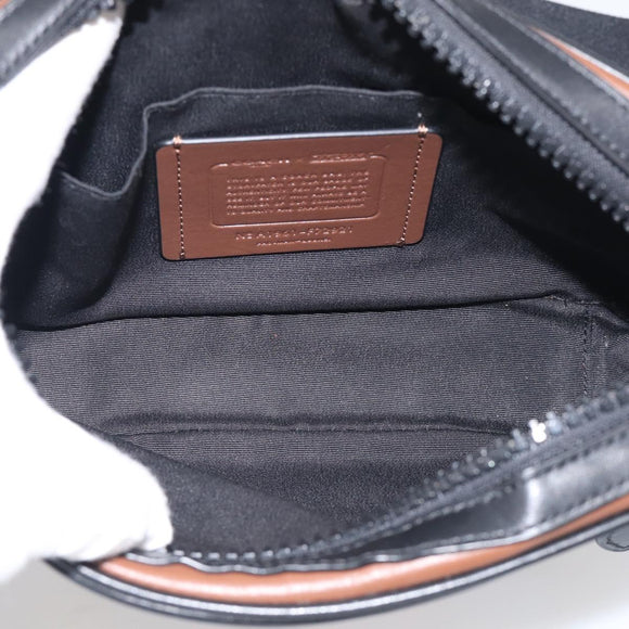 Coach x PAC MAN Shoulder Bag Leather Brown Silver Auth 212772M