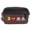Coach x PAC MAN Shoulder Bag Leather Brown Silver Auth 212772M-2