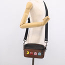Coach x PAC MAN Shoulder Bag Leather Brown Silver Auth 212772M-25
