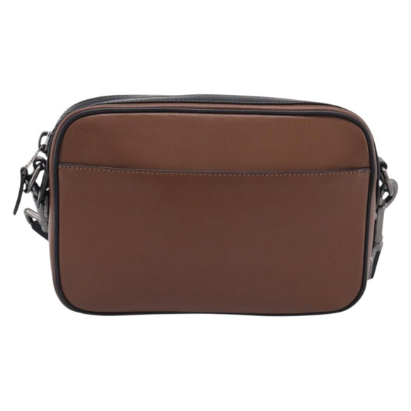 Coach x PAC MAN Shoulder Bag Leather Brown Silver Auth 212772M