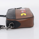 Coach x PAC MAN Shoulder Bag Leather Brown Silver Auth 212772M-4