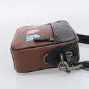 Coach x PAC MAN Shoulder Bag Leather Brown Silver Auth 212772M-5