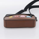 Coach x PAC MAN Shoulder Bag Leather Brown Silver Auth 212772M-9