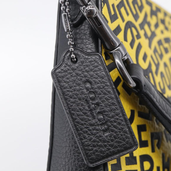 Coach x Disney × Keith Haring Shoulder Bag PVC Leather Yellow Auth 212773M