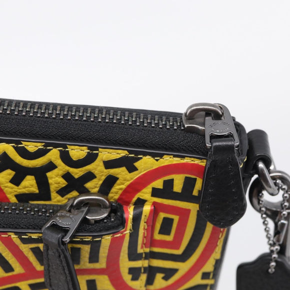 Coach x Disney × Keith Haring Shoulder Bag PVC Leather Yellow Auth 212773M