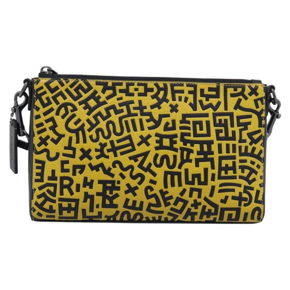 Coach x Disney × Keith Haring Shoulder Bag PVC Leather Yellow Auth 212773M