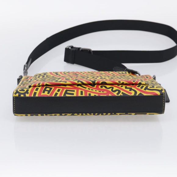 Coach x Disney × Keith Haring Shoulder Bag PVC Leather Yellow Auth 212773M