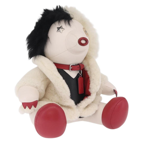 Coach x Disney Collectible Bear Cruella Object Leather White Red Auth 212775M