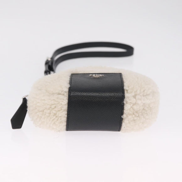 FENDI Rice Ball Shoulder Bag Mouton White Black 7AS240 Auth 212777SM