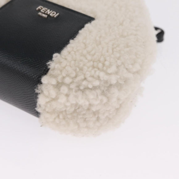 FENDI Rice Ball Shoulder Bag Mouton White Black 7AS240 Auth 212777SM