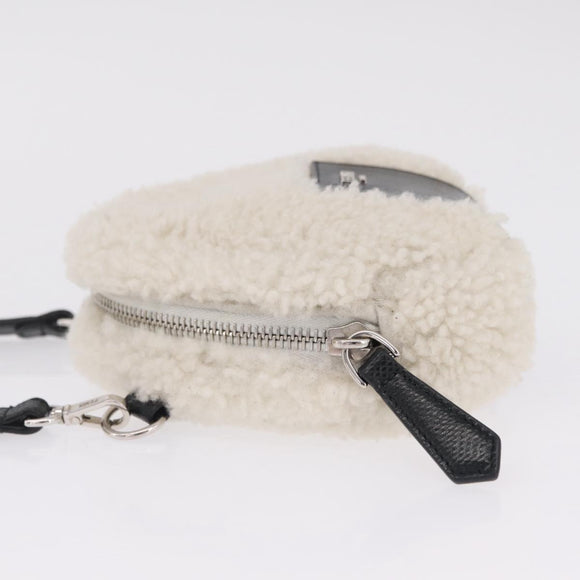 FENDI Rice Ball Shoulder Bag Mouton White Black 7AS240 Auth 212777SM