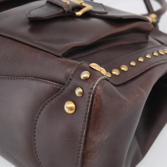 Miu Miu Hand Bag Leather Brown Gold Auth 212794A