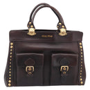 Miu Miu Hand Bag Leather Brown Gold Auth 212794A-2