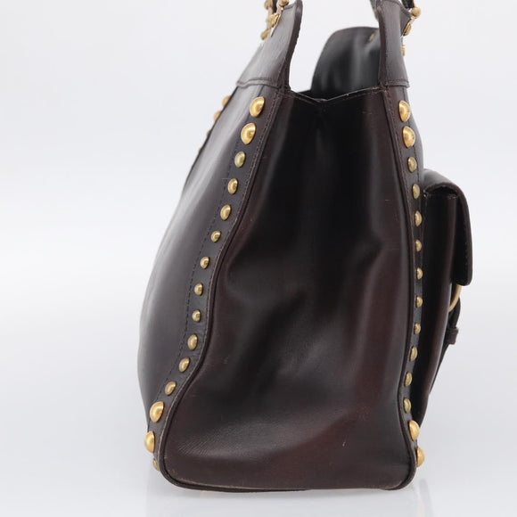 Miu Miu Hand Bag Leather Brown Gold Auth 212794A