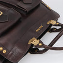 Miu Miu Hand Bag Leather Brown Gold Auth 212794A-6