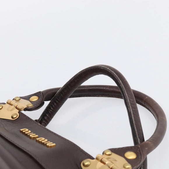 Miu Miu Hand Bag Leather Brown Gold Auth 212794A