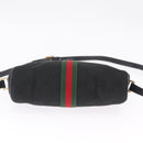 GUCCI GG Canvas Web Sherry Line Shoulder Bag Leather Black Gold Auth 212900-11