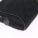 GUCCI GG Canvas Web Sherry Line Shoulder Bag Leather Black Gold Auth 212900-14