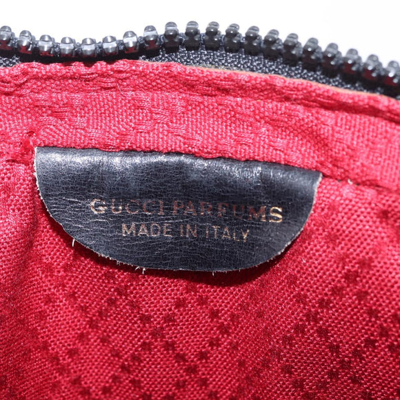 GUCCI GG Canvas Web Sherry Line Shoulder Bag Leather Black Gold Auth 212900