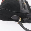 GUCCI GG Canvas Web Sherry Line Shoulder Bag Leather Black Gold Auth 212900-5