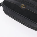 GUCCI GG Canvas Web Sherry Line Shoulder Bag Leather Black Gold Auth 212900-8