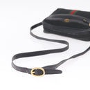 GUCCI GG Canvas Web Sherry Line Shoulder Bag Leather Black Gold Auth 212900-9