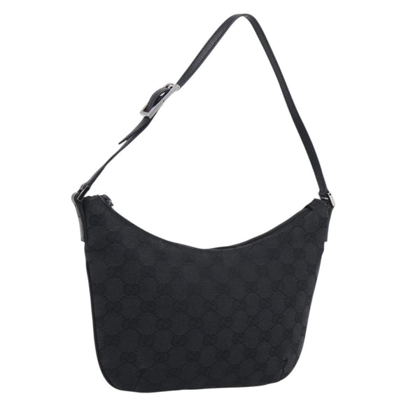 GUCCI GG Canvas Shoulder Bag Black Silver 32160 Auth 212904V