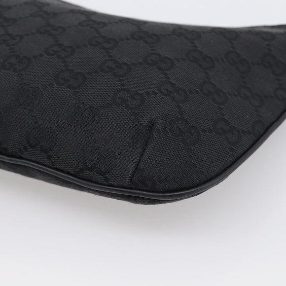 GUCCI GG Canvas Shoulder Bag Black Silver 32160 Auth 212904V