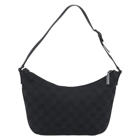 GUCCI GG Canvas Shoulder Bag Black Silver 32160 Auth 212904V