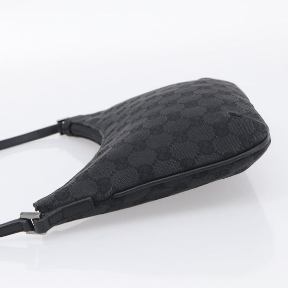 GUCCI GG Canvas Shoulder Bag Black Silver 32160 Auth 212904V