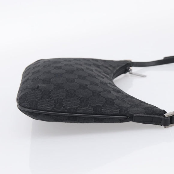 GUCCI GG Canvas Shoulder Bag Black Silver 32160 Auth 212904V