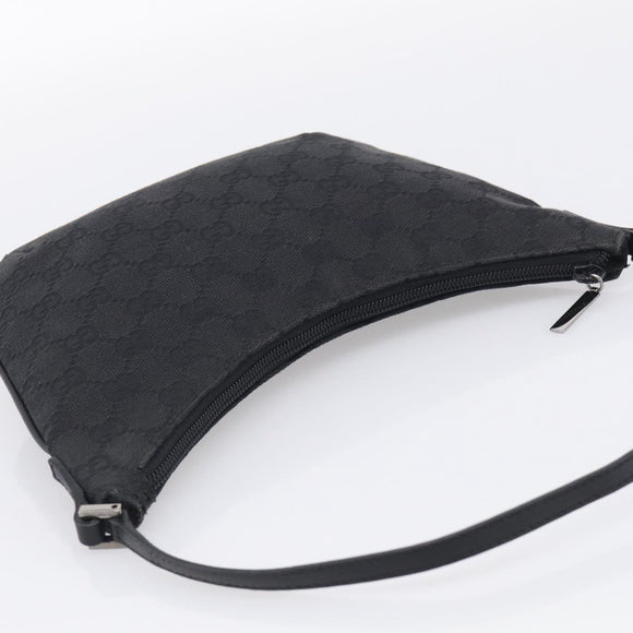 GUCCI GG Canvas Shoulder Bag Black Silver 32160 Auth 212904V