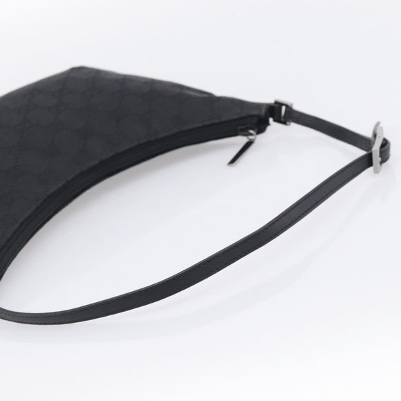 GUCCI GG Canvas Shoulder Bag Black Silver 32160 Auth 212904V