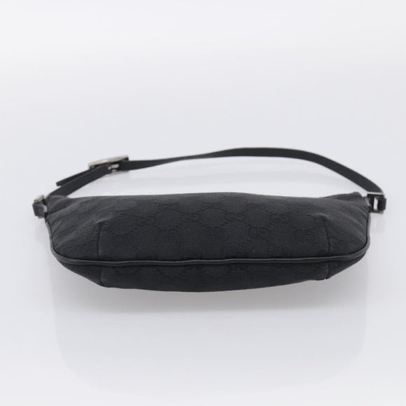 GUCCI GG Canvas Shoulder Bag Black Silver 32160 Auth 212904V