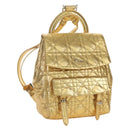 Christian Dior Canage Backpack Leather Gold Silver Auth 212907V-1