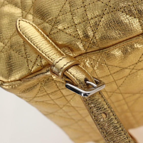 Christian Dior Canage Backpack Leather Gold Silver Auth 212907V