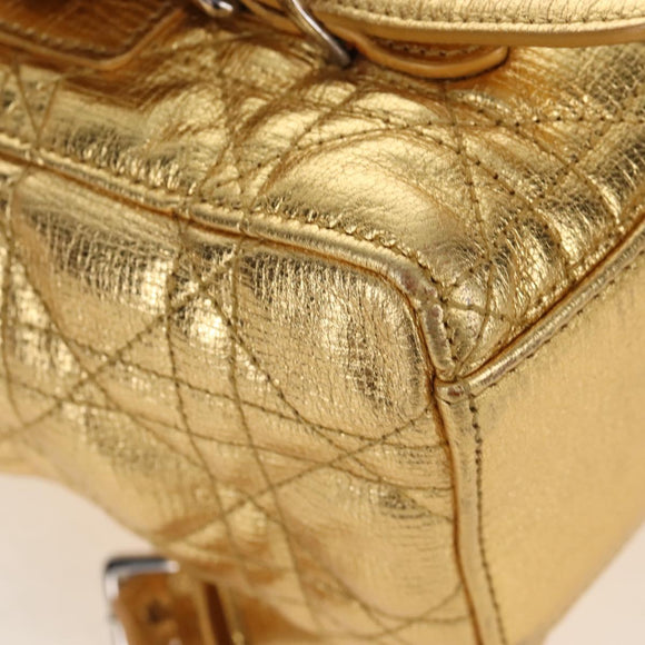 Christian Dior Canage Backpack Leather Gold Silver Auth 212907V