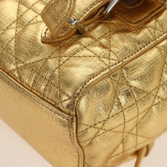 Christian Dior Canage Backpack Leather Gold Silver Auth 212907V