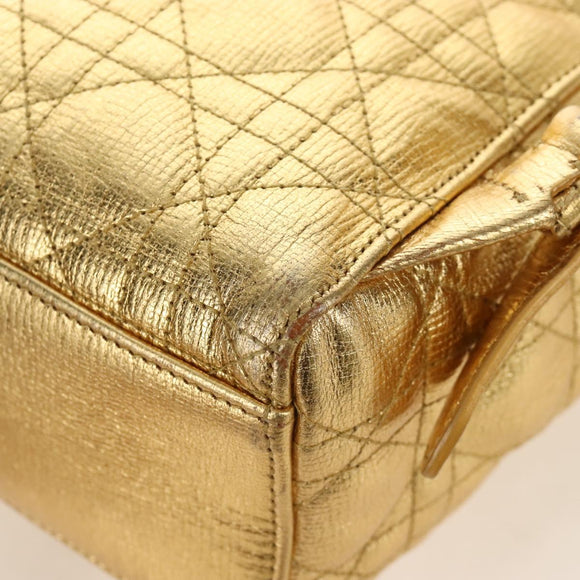 Christian Dior Canage Backpack Leather Gold Silver Auth 212907V