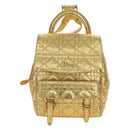 Christian Dior Canage Backpack Leather Gold Silver Auth 212907V-2