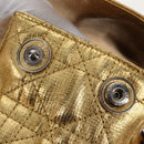 Christian Dior Canage Backpack Leather Gold Silver Auth 212907V-25